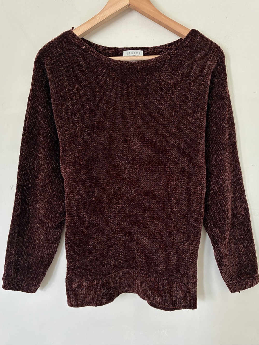 Status by Chenault Burgundy Chenille Sweater XS Grunge Boho Fall oversize
